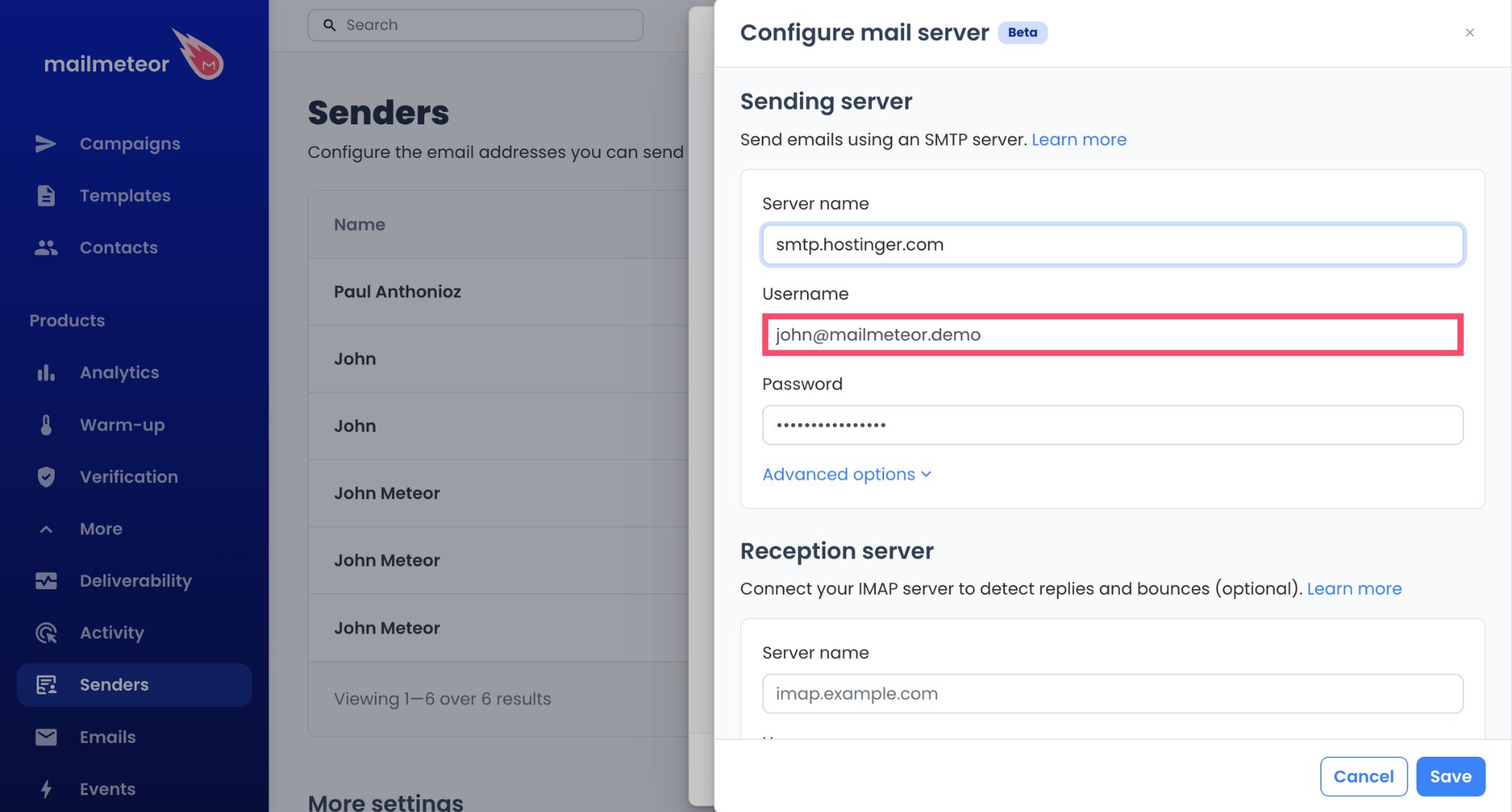 Full Hostinger email address as the SMTP username