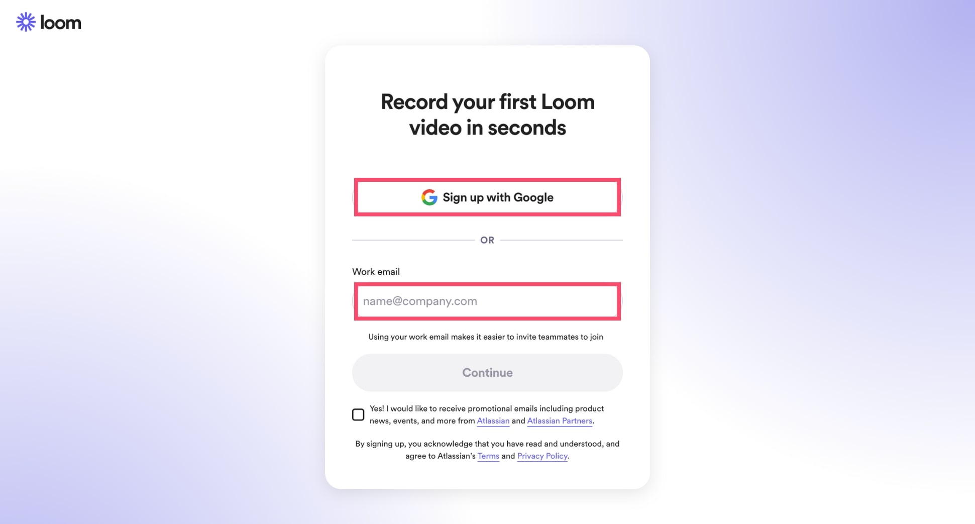 Create a free Loom account