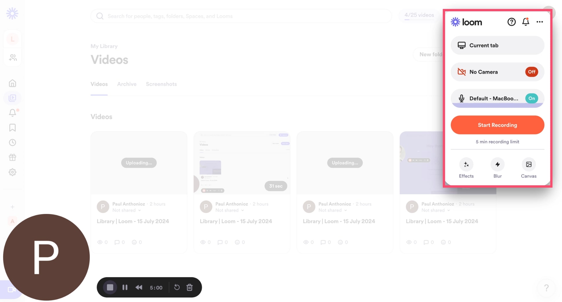 Configure the settings of your Loom video