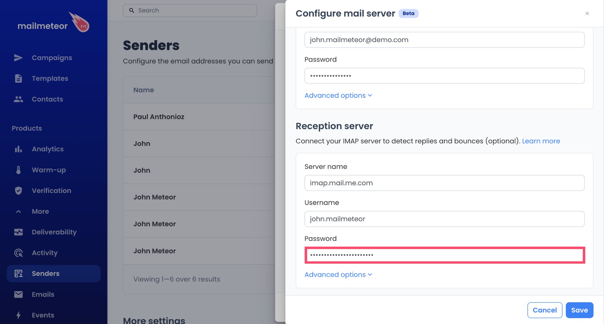 Same iCloud app-specific password used for the IMAP connection