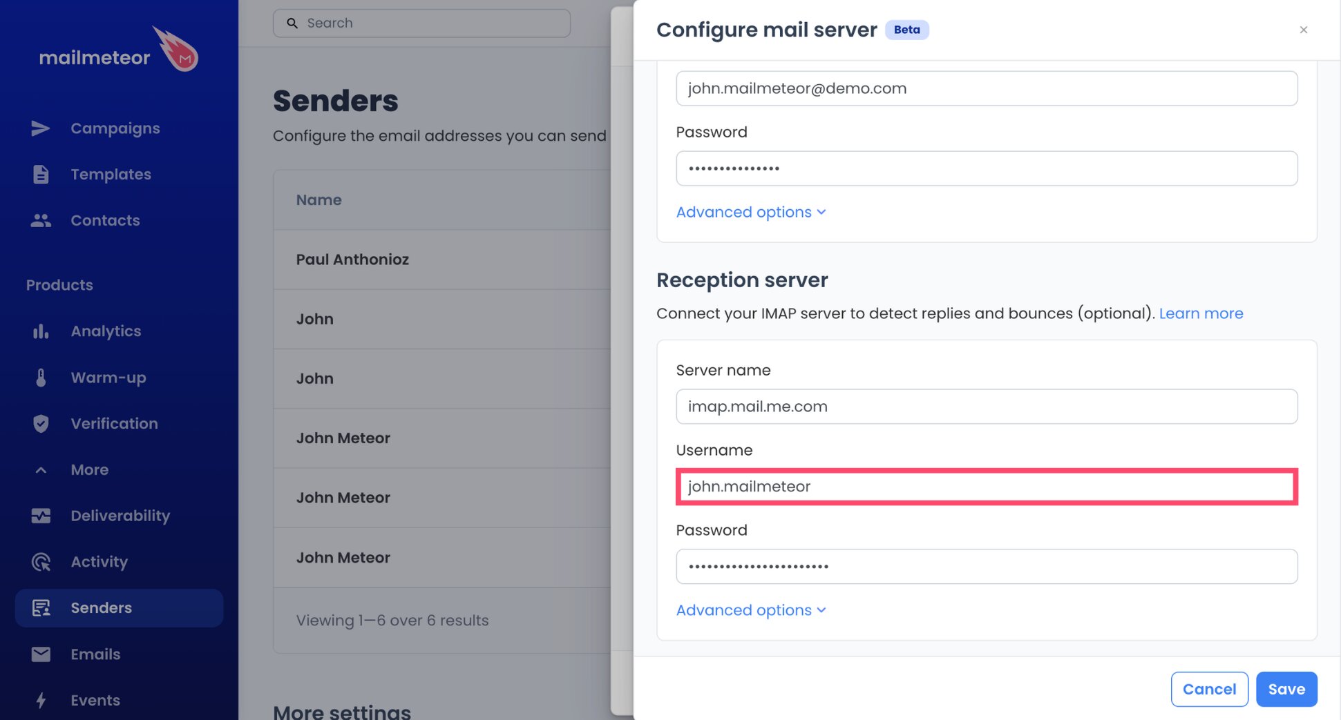 Name part of an iCloud address used as the IMAP username