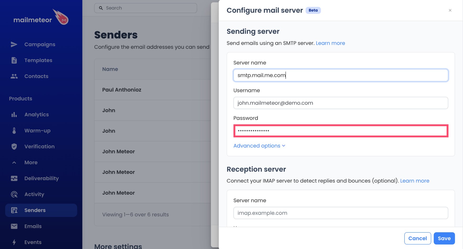iCloud app-specific password pasted as the SMTP password