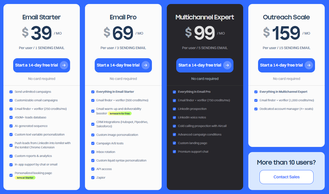 Lemlist Pricing