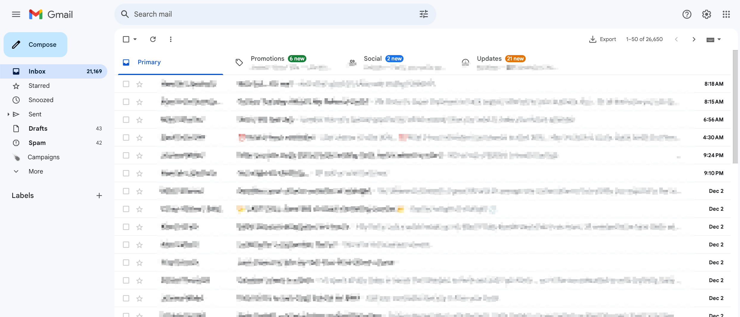 Gmail inbox example